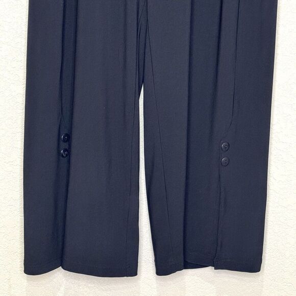 Sympli Pants Womens Small Wide Leg Cropped Button Hem Pull On Stretch - Picture 4 of 10